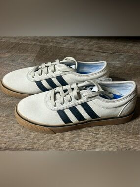 adidas Adi Ease Cream Suede Sneakers with Black Stripes and Gum Sole